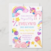 Invitation Aquarelle magique mignonne Unicorn Anniversaire fi (Devant)
