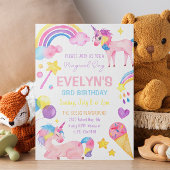 Invitation Aquarelle magique mignonne Unicorn Anniversaire fi
