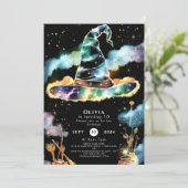 Invitation Aquarelle Magique pour enfants Assistant Anniversa (Debout devant)