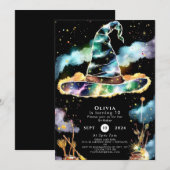 Invitation Aquarelle Magique pour enfants Assistant Anniversa (Devant / Derrière)