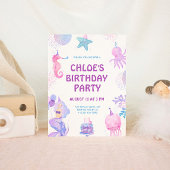 Invitation Aquarelle Magique Sirène violet rose rose