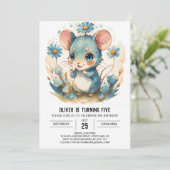 Invitation Aquarelle Magique Souris Anniversaire (Debout devant)