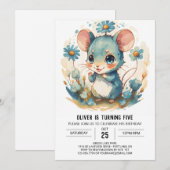 Invitation Aquarelle Magique Souris Anniversaire (Devant / Derrière)