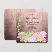 Invitation Aquarelle magique Succulents Peach Mariage (Devant / Derrière)