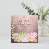Invitation Aquarelle magique Succulents Peach Mariage (Debout devant)