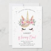 Invitation Aquarelle magique Unicorne 1er anniversaire (Devant)
