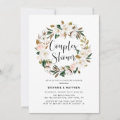 Invitation Aquarelle Magnolia Coton Wreath Couples Douche (Devant)