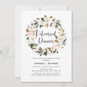 Invitation Aquarelle Magnolia Coton Wreath Dîner de répétitio (Devant)