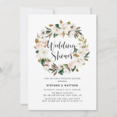Invitation Aquarelle Magnolia Cotton Wedding shower de couron (Devant)