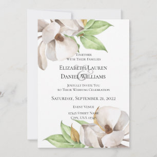 Invitation aquarelle Magnolia élégant