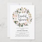Invitation Aquarelle Magnolia Fête des mariées de couronne de (Devant)