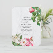Invitation Aquarelle Magnolia Fleurs Mariage (Debout devant)