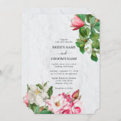 Invitation Aquarelle Magnolia Fleurs Mariage (Devant / Derrière)