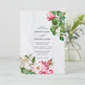 Invitation Aquarelle Magnolia Fleurs Mariage (Debout devant)