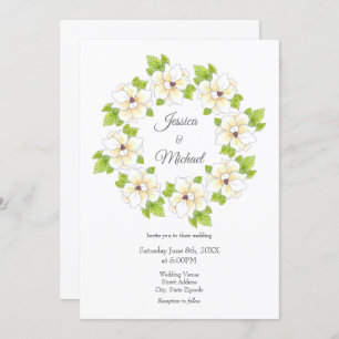 Invitation Aquarelle Magnolia Wreath
