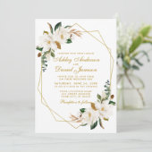 Invitation Aquarelle Magnolias Verdure Mariage photo or (Debout devant)