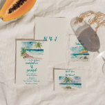Invitation Aquarelle Main dessinée Colorful Beach Wedding<br><div class="desc">Ce faire-part de mariage est parfait pour votre mariage si vous recherchez une invitation élégante unique et facilement modifiable. Une élégante invitation simple et minimaliste, dessinée à la main et écrite modèle. Ce qui présente un arrière - plan bleu très clair clair sur le devant. Et les prénoms de mariée...</div>