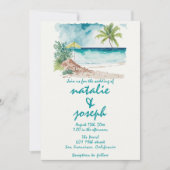 Invitation Aquarelle Main dessinée Colorful Beach Wedding (Devant)