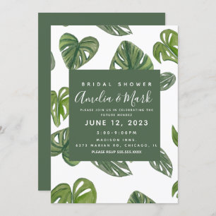 Invitation Aquarelle main Monstera Adansonii Leaf