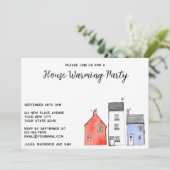 Invitation Aquarelle Maisons Maison Fête de Réchauffement (Debout devant)