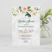 Invitation Aquarelle Marbre Floral Boho Fête des mariées (Debout devant)