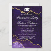 Invitation Aquarelle Marbre pourpre Partie d'obtention du dip (Devant)