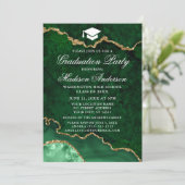 Invitation Aquarelle Marbre vert Agate Party de graduation (Debout devant)