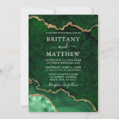 Invitation Aquarelle Marbre vert Géode Agate Photo Mariage (Devant)
