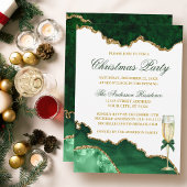 Invitation Aquarelle Marbre vert Gold Noël