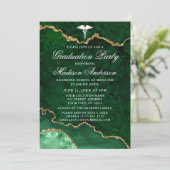 Invitation Aquarelle Marbre vert Médicale Graduation Party (Debout devant)