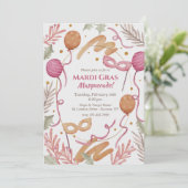 Invitation Aquarelle Mardi Gras (Debout devant)