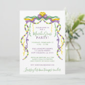 Invitation Aquarelle Mardi Gras Masques King Cake (Debout devant)