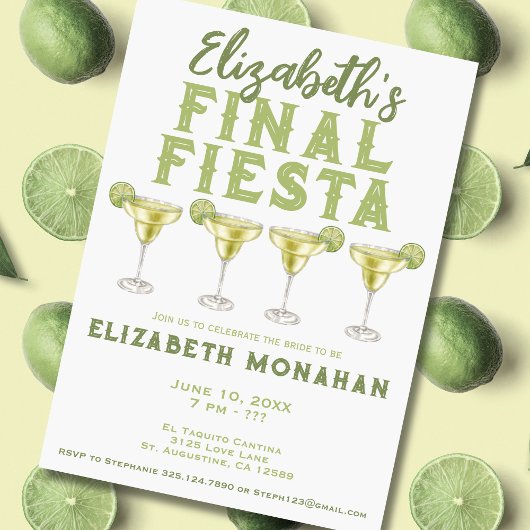 Invitation Aquarelle Margarita Final Fiesta Bachelorette