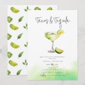 Invitation Aquarelle Margarita Lime Fête des mariées (Devant / Derrière)