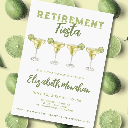 Invitation Aquarelle Margarita retraite Fiesta retraite