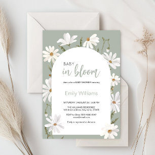 Invitation Aquarelle marguerite bébé dans baby shower fleur f