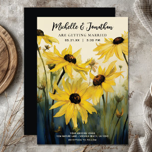 Invitation Aquarelle marguerites jaunes   Mariage Fleur de ma