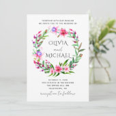 Invitation Aquarelle mariage à fleurs tropicales. Fleurs hawa (Debout devant)