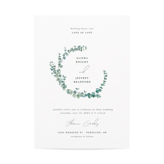 Invitation Aquarelle Mariage Adélaïde Eucalyptus