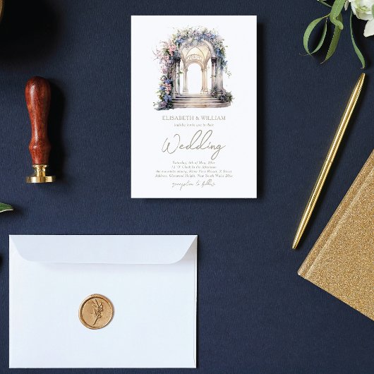 Invitation Aquarelle Mariage Arche Florale