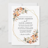Invitation Aquarelle mariage Automne Floral Photo Geo Frame (Devant)