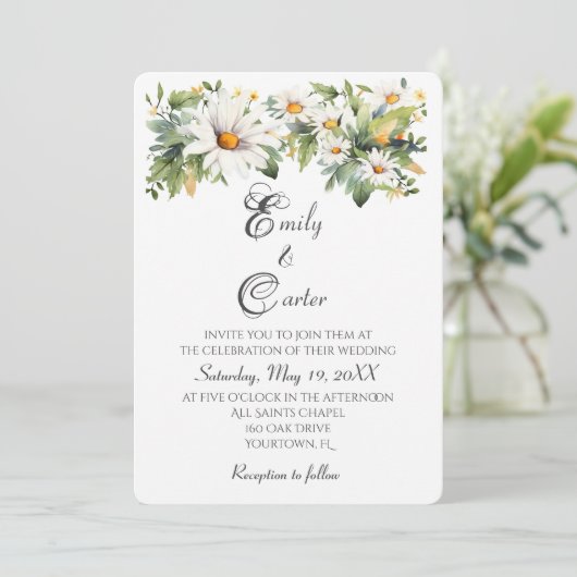 Invitation Aquarelle mariage Blancs (Debout devant)