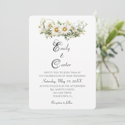 Invitation Aquarelle Mariage Blancs (Debout devant)