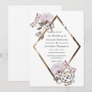 Invitation Aquarelle Mariage Bohème Fleurs séchées
