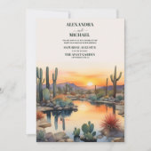 Invitation Aquarelle Mariage Cactus, Destination Boho, Nat (Devant)