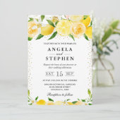 Invitation Aquarelle Mariage Citrons et Fleurs (Debout devant)