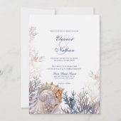 Invitation Aquarelle Mariage Coraux de coquillage (Devant)