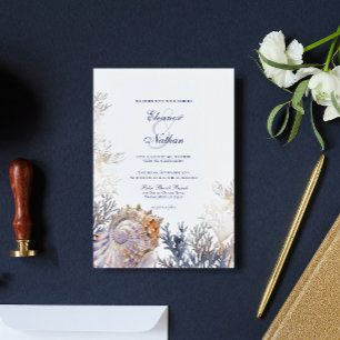 Invitation Aquarelle Mariage Coraux de coquillage