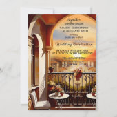 Invitation Aquarelle Mariage coucher de soleil italien (Dos)