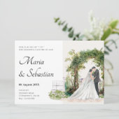 Invitation Aquarelle mariage couple élégance (Debout devant)